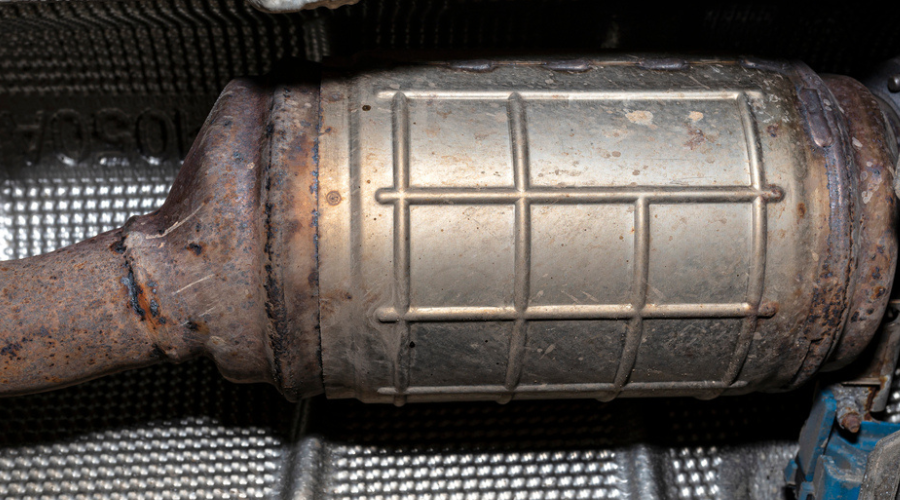 Diesel Particulate Filter (DPF) Cleaning by Consolidated Truck Parts and Service in Monroe, LA. Image of a close-up of a diesel particulate filter in a truck, highlighting the importance of regular cleaning for optimal performance and emissions compliance