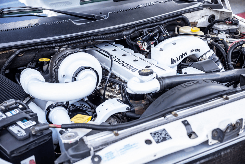 diesel engine repair, diesel repair in Alexandria, LA at Consolidated Truck Parts & Service. A detailed view of a Dodge diesel engine under the hood.