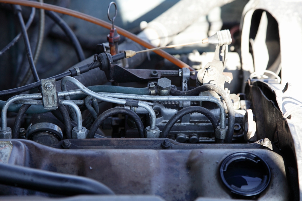 Ford Power Stroke Repair in Many, LA At Consolidated Truck. Close-up of a Ford Power Stroke diesel engine in auto repair shop