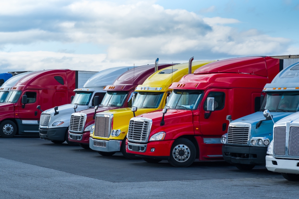 Fleet Maintenance Service In Lafayette LA At Consolidated Truck. Multiple trucks lined up for fleet service
