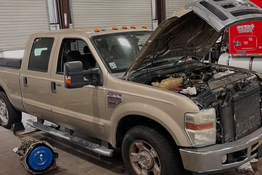 Mobile Truck Repair, Roadside Truck Repair In Many LA At Consolidated Truck. Close-up of truck in auto repair shop